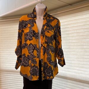 Express Mustard and Black Patterned Blouse-the portofino shirt